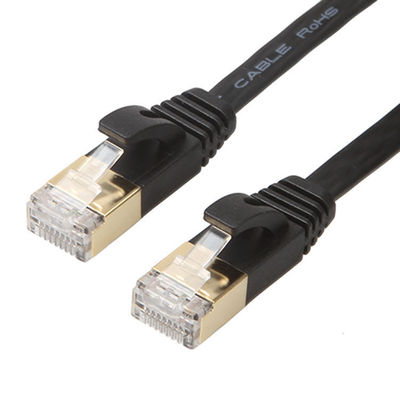 実用的なブラック Cat6 フラット イーサネット ケーブル、ゴールド シールド スナッグレス Rj45 コネクタ付き