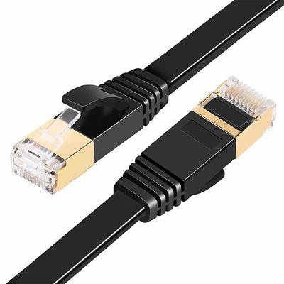黒いCat7平らなネットワーク ケーブル、紀元前のSFTPのパス チャネル テスト平らなパッチ・コード