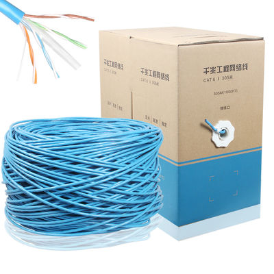 1000FT CCA CAT6のインターネット ケーブルUTP LANケーブル4PR 24AWG 0.48mm 305Mの灰色