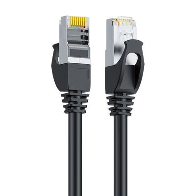 黒 SFTP Cat6 パッチ コード二重シールド 24AWG 純銅 RJ45 コネクタ