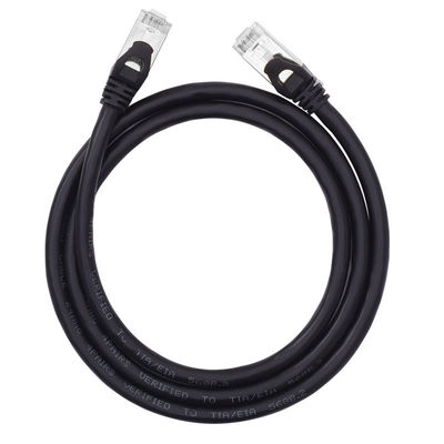 黒 SFTP Cat6 パッチ コード二重シールド 24AWG 純銅 RJ45 コネクタ