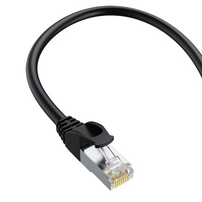 黒 SFTP Cat6 パッチ コード二重シールド 24AWG 純銅 RJ45 コネクタ