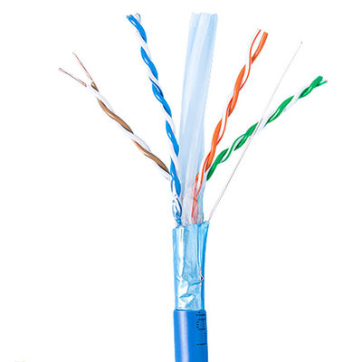 固体裸の銅Cat6a LANケーブルの保護された暴徒1000ftの青23AWG 750MHz PoE++