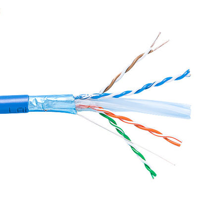 固体裸の銅Cat6a LANケーブルの保護された暴徒1000ftの青23AWG 750MHz PoE++