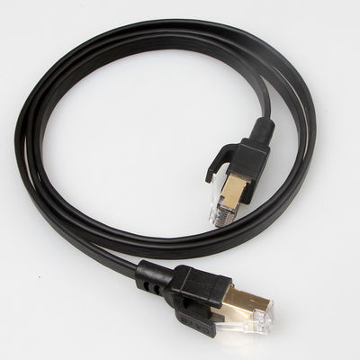 平らなSFTP RJ45 Cat8パッチ ケーブル40Gbps 2000Mhzの黒色の耐久財