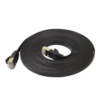 実用的なブラック Cat6 フラット イーサネット ケーブル、ゴールド シールド スナッグレス Rj45 コネクタ付き