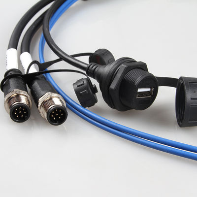 視覚宇宙航空防水ワイヤー馬具のケーブル会議M12+USB Female+Fiber
