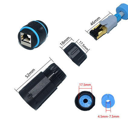 女性に女性屋外IP68インライン防水コネクターCAT6 STP