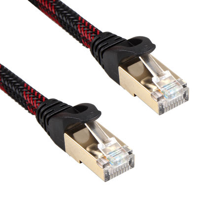 AWG 28赤く黒い編みこみのLANケーブル、高速安定したパッチ・コード猫7