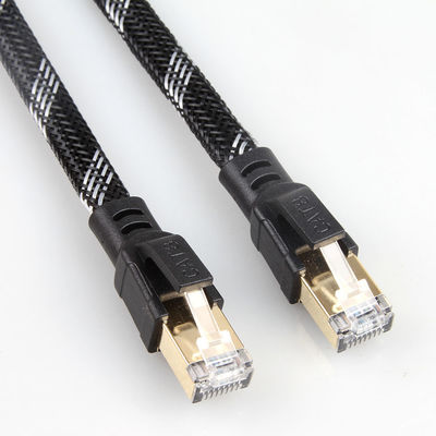 頑丈な Rj45 Cat8 ネットワーク ケーブル、ナイロン編組パッチ コード Cat 8