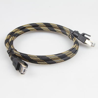 SFTP RJ45猫8の屋外のイーサネット ケーブルのナイロン編まれた黒い黄色