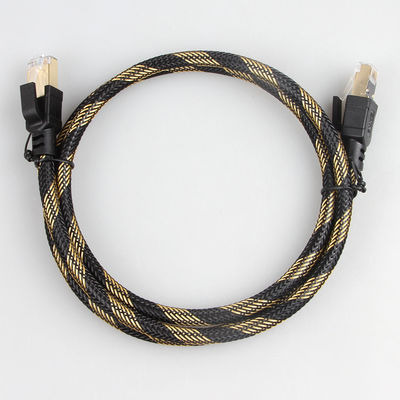 SFTP RJ45猫8の屋外のイーサネット ケーブルのナイロン編まれた黒い黄色
