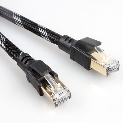 屋外屋内 Cat8 パッチ ケーブル ナイロン編組 26AWG 40Gbps 2000MHz S/FTP