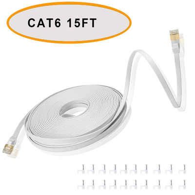 Cat 6 イーサネット フラット パッチ ケーブル 50 フィート白色シールドなしツイスト ペア